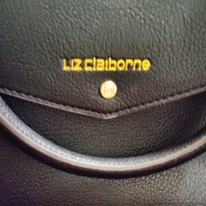 Liz Claiborne Black and Gold Shoulder Leather Bag